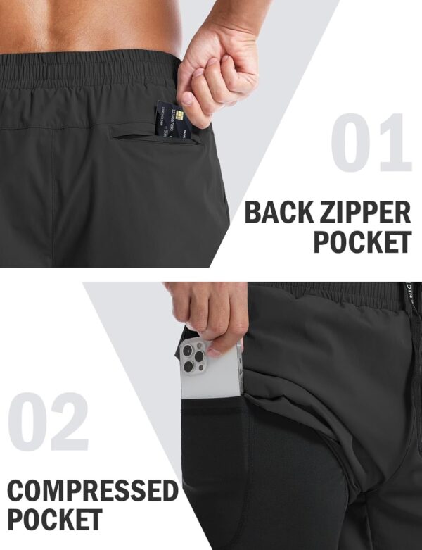 Aolesy Mens 2 in 1 Running Shorts -5”/7” Quick Dry Workout Gym Shorts with Pockets,…