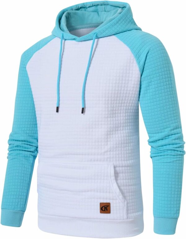 Yundobop Men’s Pullover Hoodies Plaid Jacquard Long Sleeve Drawstring Hipster Casual…