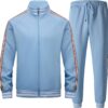 Mens Tracksuits 2 Piece Set Full Zip Velour Sweatsuit for Casual Training Outdoor -…