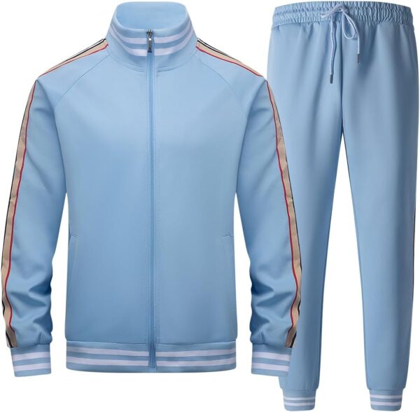 Mens Tracksuits 2 Piece Set Full Zip Velour Sweatsuit for Casual Training Outdoor -…