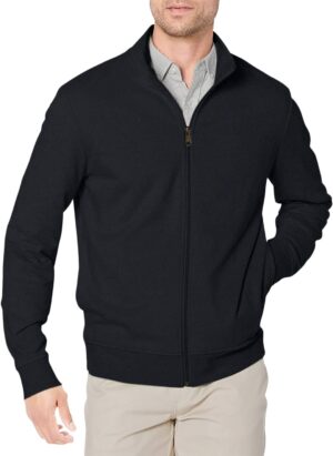 Amazon Essentials Men’s Zip Up Sweatshirt, Lightweight French Terry, Mock Neck