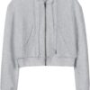 Hooever Womens Cute Workout Cropped Zip Up Drawstring Hoodie Sweatshirt Jacket