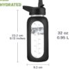 CIVAGO 32 oz Glass Water Bottle with Straw and Insulated Bottle Holder Sling,…