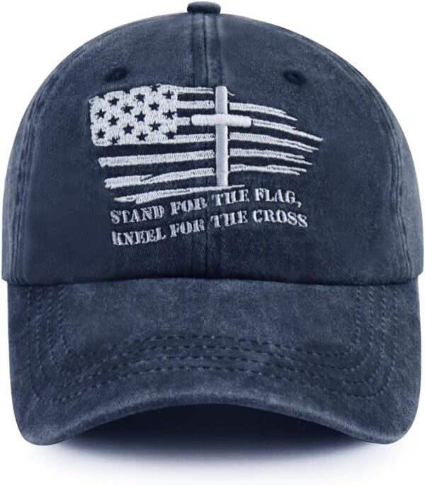 Christian Jesus Cross Hats for Men, Stand for The Flag Kneel for The Cross Baseball Cap