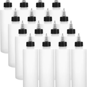 Bekith 16 Pack 8oz Plastic Squeeze Bottles with Twist Top Caps, Empty Boston…