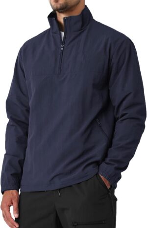 Men’s Casual Quarter Zip Pullover Golf Windbreakers Athletic Lightweight Jacket Hiking…