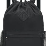 WANDF Drawstring Backpack Sports Gym Bag with Shoes Compartment,...