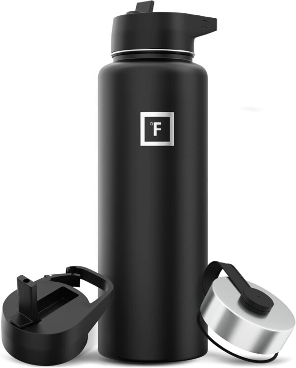 IRON FLASK Camping & Hiking Hydration Flask with 3 Lids – Stainless Steel, Double…