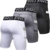 YUSHOW Mens Compression Shorts with Pocket Spandex Sports Running Quick Dry Shorts…