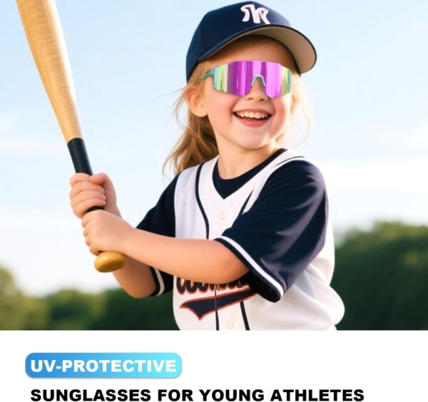 Kids Sunglasses,Youth Baseball Glasses for Boys Girls Age 6-14,Sports UV Protection…
