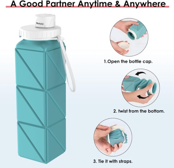Collapsible Water Bottles, 2 Pack Leakproof BPA-Free Silicone Foldable Portable Water…