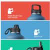 Half Gallon Water Bottle Insulated with Straw & 3 Lids, Coolflask 64 oz Water Jug…