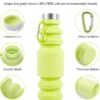 Collapsible Water Bottles Cups – 550ml Reusable BPA Free Silicone Foldable Travel…