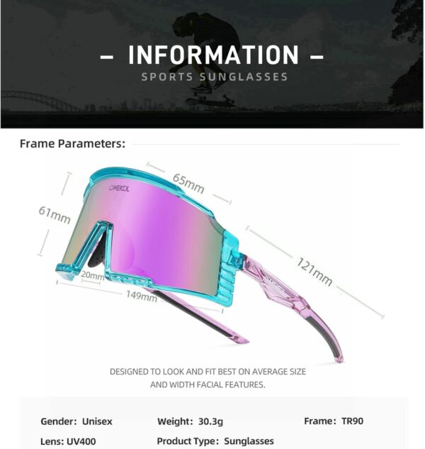 OMEKOL Two Sizes For Adults and Youth Sunglasses Sports Baseball Cycling Glasses Men…