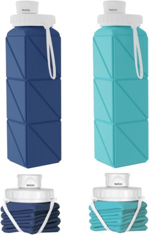 Collapsible Water Bottles, 2 Pack Leakproof BPA-Free Silicone Foldable Portable Water…