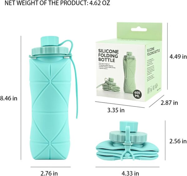 Collapsible Water Bottles, Silicone Foldable Portable Water Bottle 610ml, Lightweight…