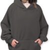 Unisex Basic Loose Hoodie Sweatshirt Long Sleeve Pocket Drop Shoulder Pullovers