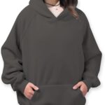 Unisex Basic Loose Hoodie Sweatshirt Long Sleeve Pocket Drop Shoulder Pullovers