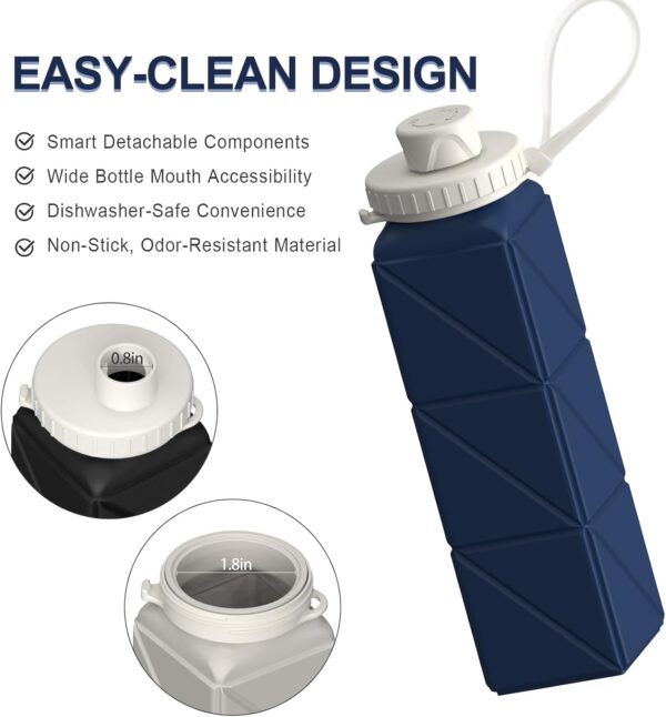 Collapsible Water Bottles 20.6oz, Silicone Foldable Portable Travel Water Bottle,…