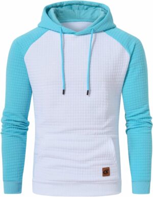 Yundobop Men’s Pullover Hoodies Plaid Jacquard Long Sleeve Drawstring Hipster Casual…