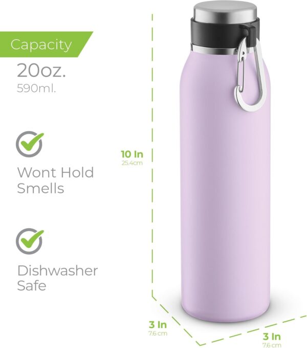 SipX Triple-Insulated Stainless Steel Water Bottle – 20oz. With Cover Lid, BPA-Free…