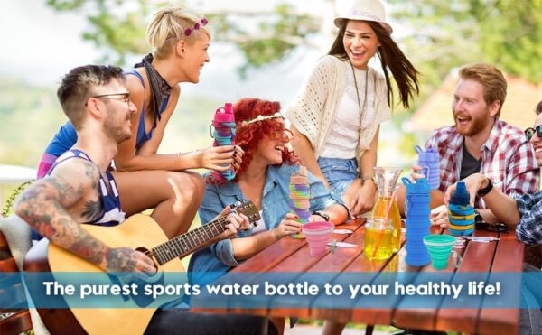 Collapsible Water Bottles 500 ml with silicone collapsible cup 200 ml.Travel Water…