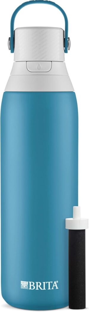 Brita Insulated Filtered Water Bottle with Straw, Reusable, Stainless Steel Metal,…