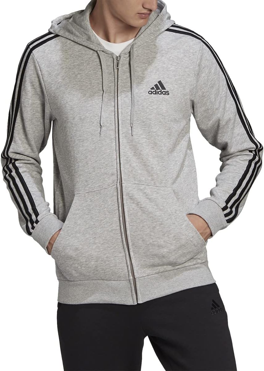 adidas Men's Essentials French Terry 3-Stripes Full-Zip Hoodie