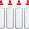 Amazing Abby 16-Ounce Plastic Squeeze Bottles (Set of 6), Reusable Condiment Bottles,…