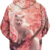 Animal White Fox On Cherry Flowers Adult Hoodies Casual Sweatshirt Long Sleeve…