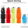 Collapsible Water Bottles Cups – 550ml Reusable BPA Free Silicone Foldable Travel…