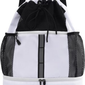 Valleycomfy Drawstring Gym Bag Sports Backpack With Shoe Compartment and…