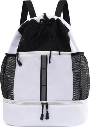 Valleycomfy Drawstring Gym Bag Sports Backpack With Shoe Compartment and…