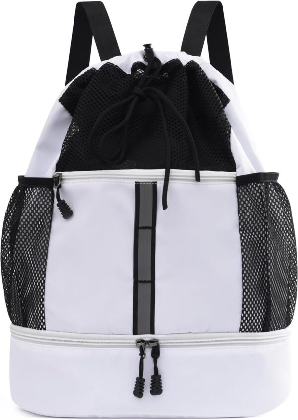 Valleycomfy Drawstring Gym Bag Sports Backpack With Shoe Compartment and…
