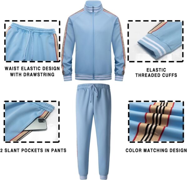 Mens Tracksuits 2 Piece Set Full Zip Velour Sweatsuit for Casual Training Outdoor -…