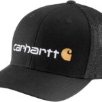 Carhartt Men's Rugged Flex Fitted Canvas Mesh-Back Logo Graphic Cap