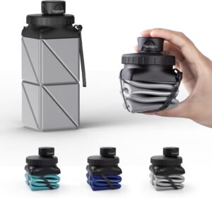 Collapsible Water Bottles,420ml Foldable Water Bottle BPA Free Reusable Lightweight…