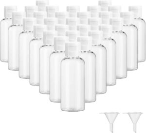 30 Pcs 2 oz Clear Plastic Empty Bottles with Flip Cap for Travel Size Liquids