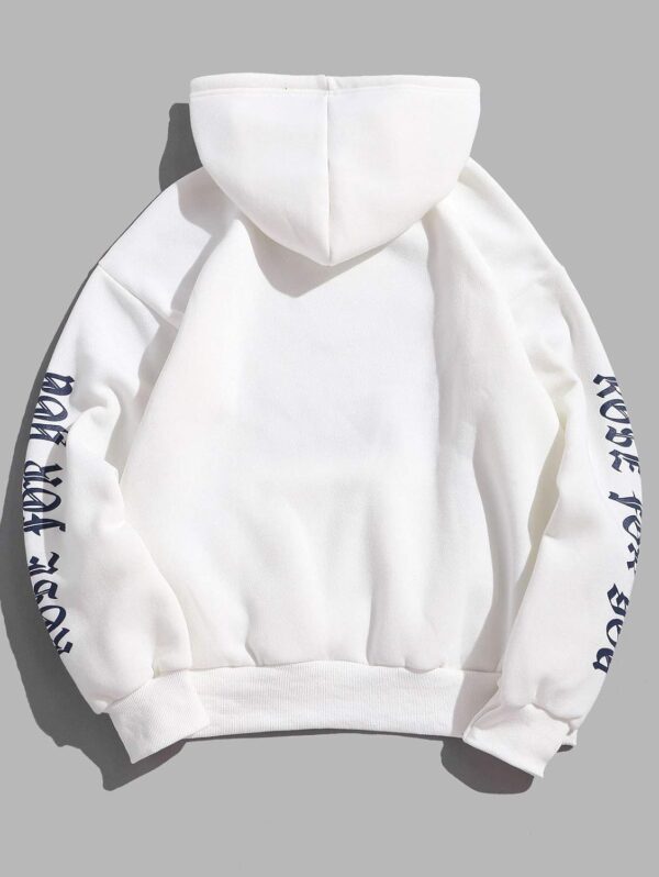 ZAFUL Mens Graphic Hoodies Essentials Hoodie Fleece Rose Letter Print Casual…