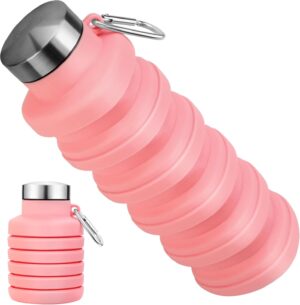 Collapsible Water Bottles, BPA Free Foldable Portable Silicone Water Bottles for…