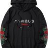 WDIRARA Men's Floral Graphic Print Drawstring Pocket Hoodie Sweatshirt