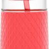 Ello Devon Glass Tumbler with Straw, Friction Fit Bamboo Wood Lid and Silicone Sleeve
