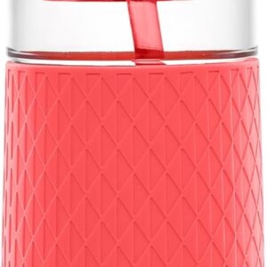Ello Devon Glass Tumbler with Straw, Friction Fit Bamboo Wood Lid and Silicone Sleeve