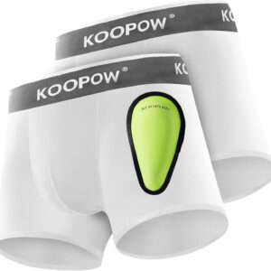 KOOPOW 2-Pack Boys Compression Briefs with Soft Protective Athletic Cup, Youth Peewee…