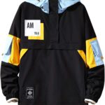 GURUNVANI Casual Hoodie Long Sleeve Hooded Jacket Color Block Pullover