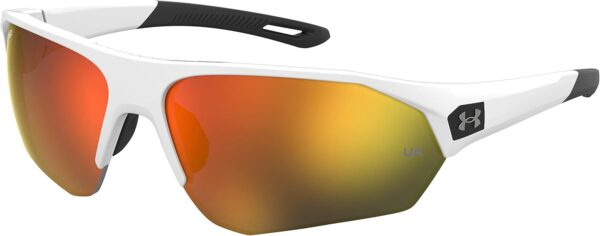 Under Armour Men’s Playmaker Wrap Sunglasses, Matte White/Black, 72mm, 10mm