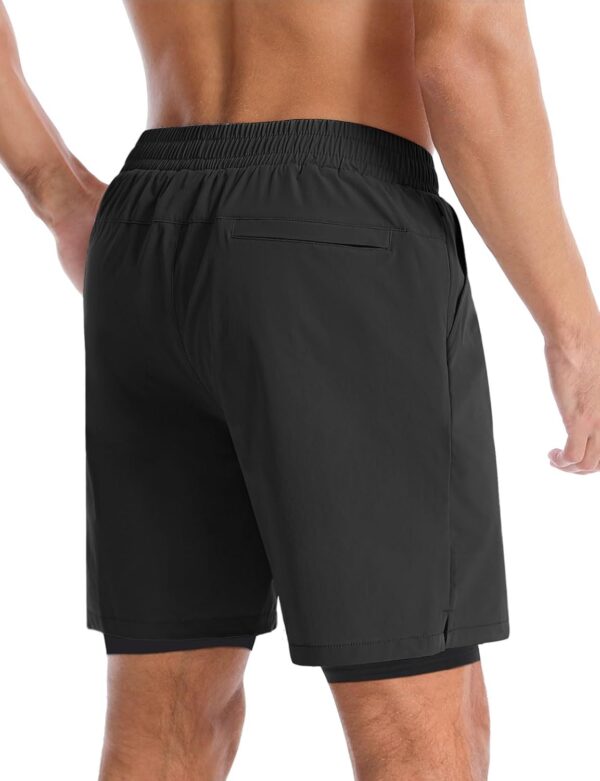 Aolesy Mens 2 in 1 Running Shorts -5”/7” Quick Dry Workout Gym Shorts with Pockets,…