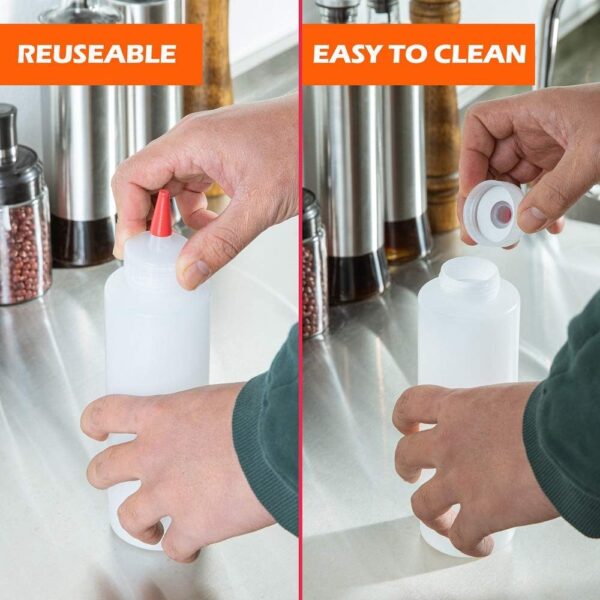 16oz Squeeze Bottles with Red Cap-Pack of 2 Wide Mouth, Leak Proof Refillable…