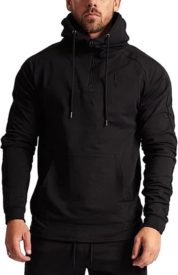 GYMELITE Men’s 1/4 Zip Fashion Pullover Hoodie Athletic Workout Fit Cotton Hooed…