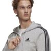 adidas Men’s Essentials French Terry 3-Stripes Full-Zip Hoodie